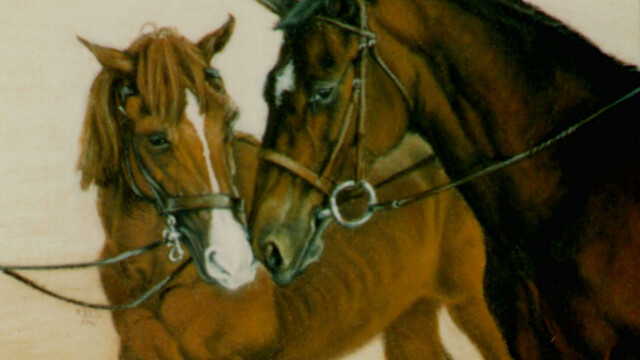 Jupiter and Indigo, chalk pastel, 1990s jupiter and indigo